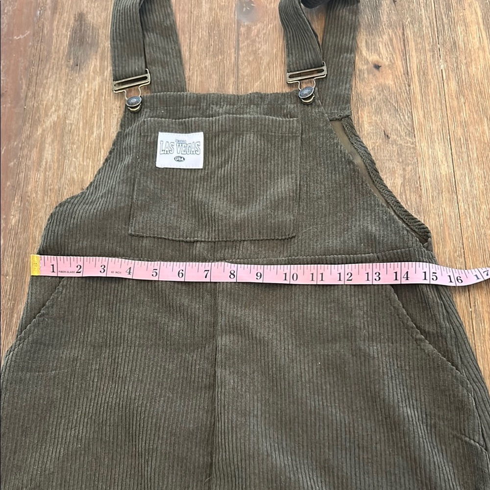 Dark Green Corduroy Overall Dress - Picture 6 of 7